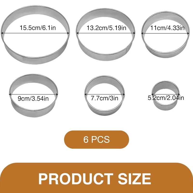 Emporte-pièces en Acier Inoxydable - Set de 6 Ronds pour Pâtisserie