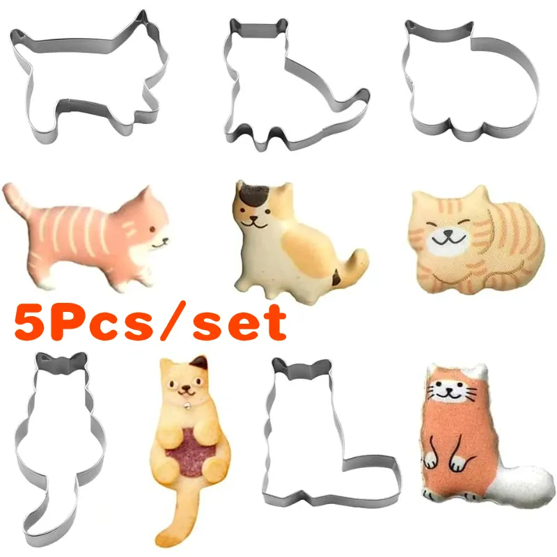 Emporte-pièces en inox 5 pièces - Formes de chats pour pâtisserie