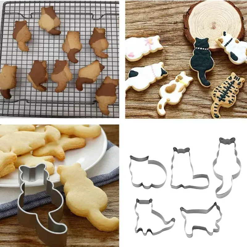 Emporte-pièces en inox 5 pièces - Formes de chats pour pâtisserie