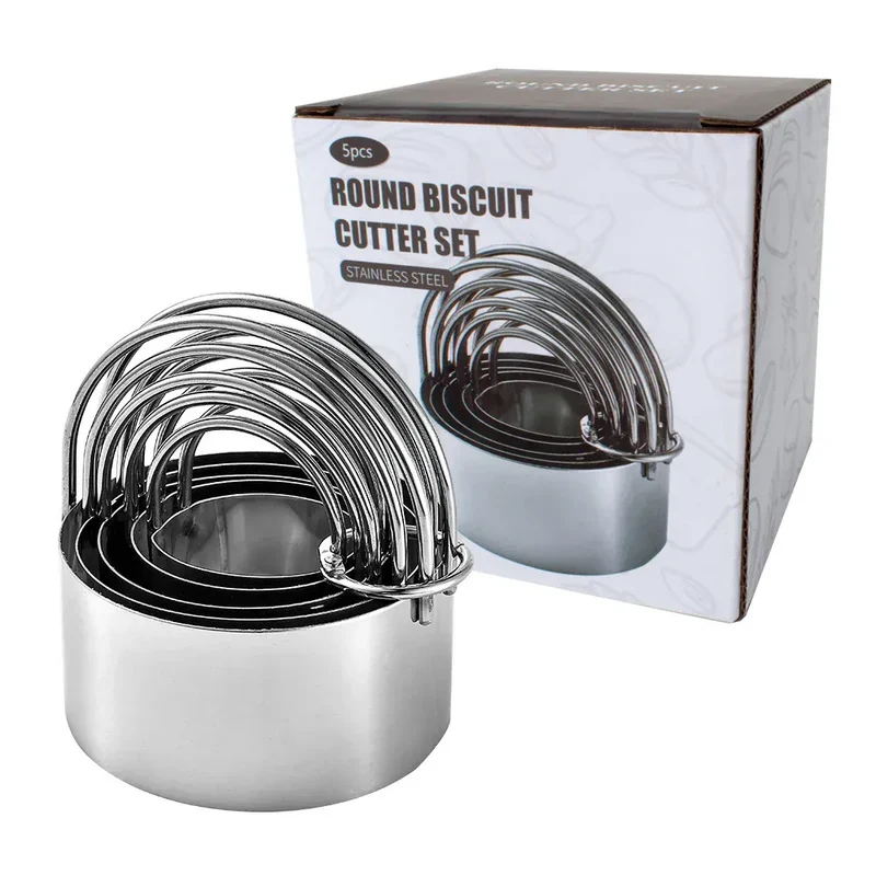 Emporte-pièces à Gâteaux en Acier Inoxydable - Set de 5 Pièces Rondes