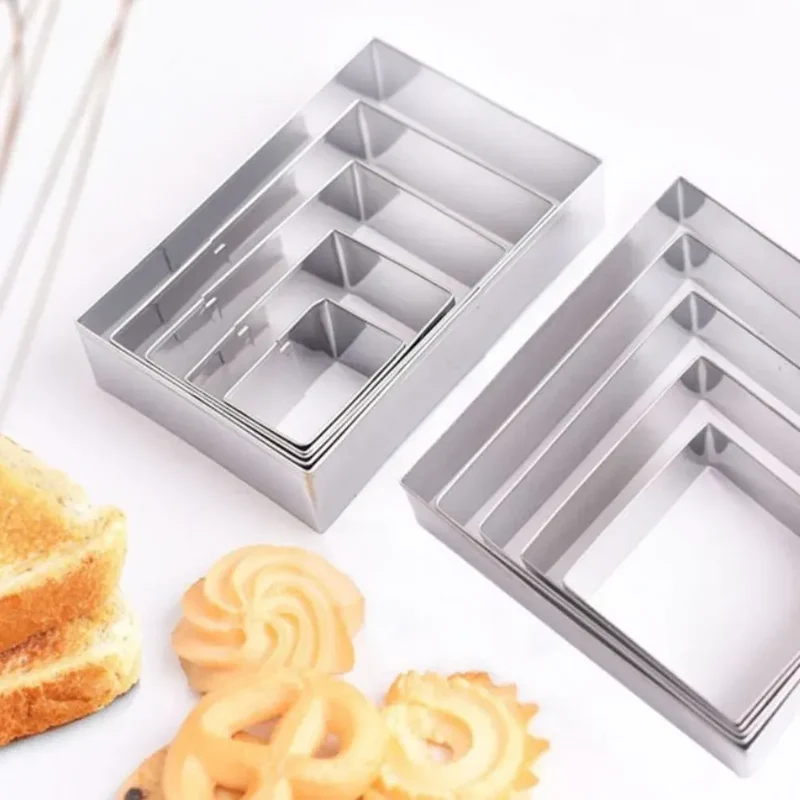 Emporte-pièces à biscuits en acier inoxydable - Set de 5 formes rectangulaires