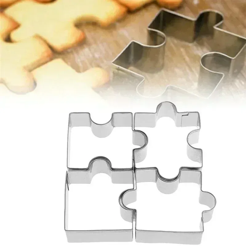 Emporte-pièces Puzzle en Acier Inoxydable - Set de 4 Pièces pour Biscuits