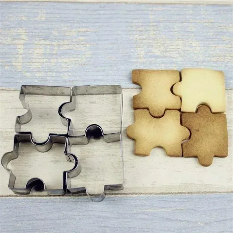 Emporte-pièces Puzzle en Acier Inoxydable - Set de 4 Pièces pour Biscuits