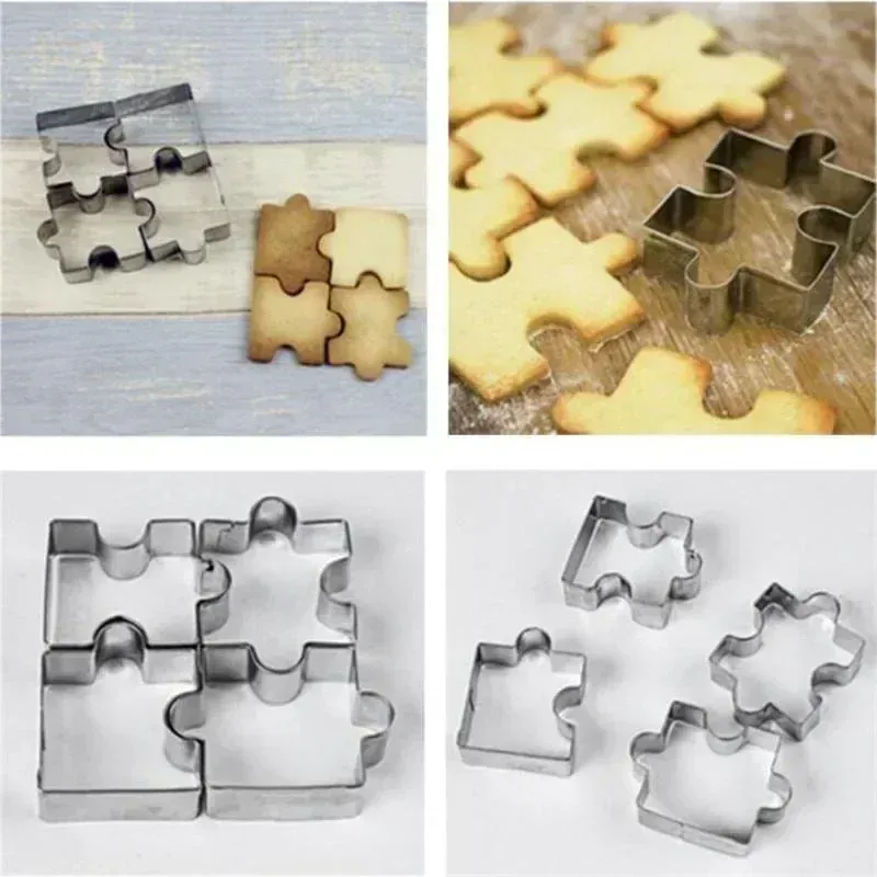 Emporte-pièces Puzzle en Acier Inoxydable - Set de 4 Pièces pour Biscuits