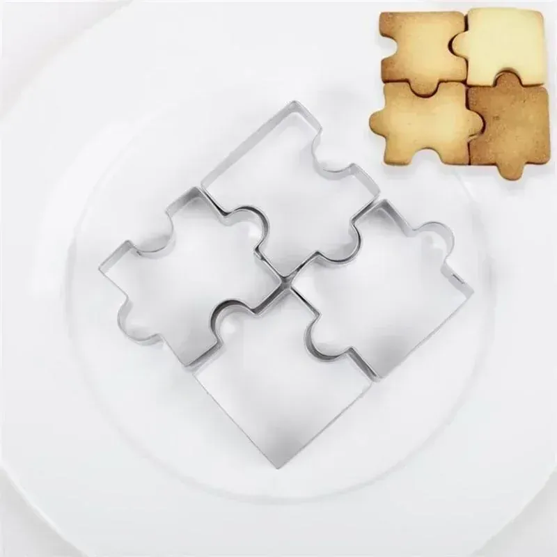 Emporte-pièces Puzzle en Acier Inoxydable - Set de 4 Pièces pour Biscuits