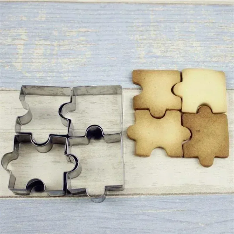 Emporte-pièces Puzzle en Acier Inoxydable - Set de 4 Pièces pour Biscuits