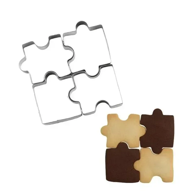 Emporte-pièces Puzzle en Acier Inoxydable - Set de 4 Pièces pour Biscuits