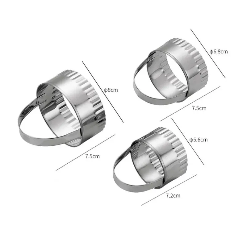 Set de 3 Emporte-Pièces en Acier Inox pour Biscuits et Pâtisseries