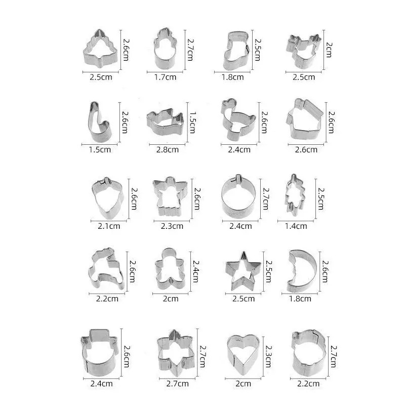 Set de 20 Emporte-Pièces en Acier Inoxydable - Thème de Noël