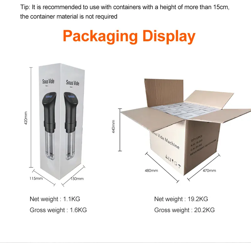 Cuiseur Sous Vide à Immersion 1800W avec Affichage LED Digital
