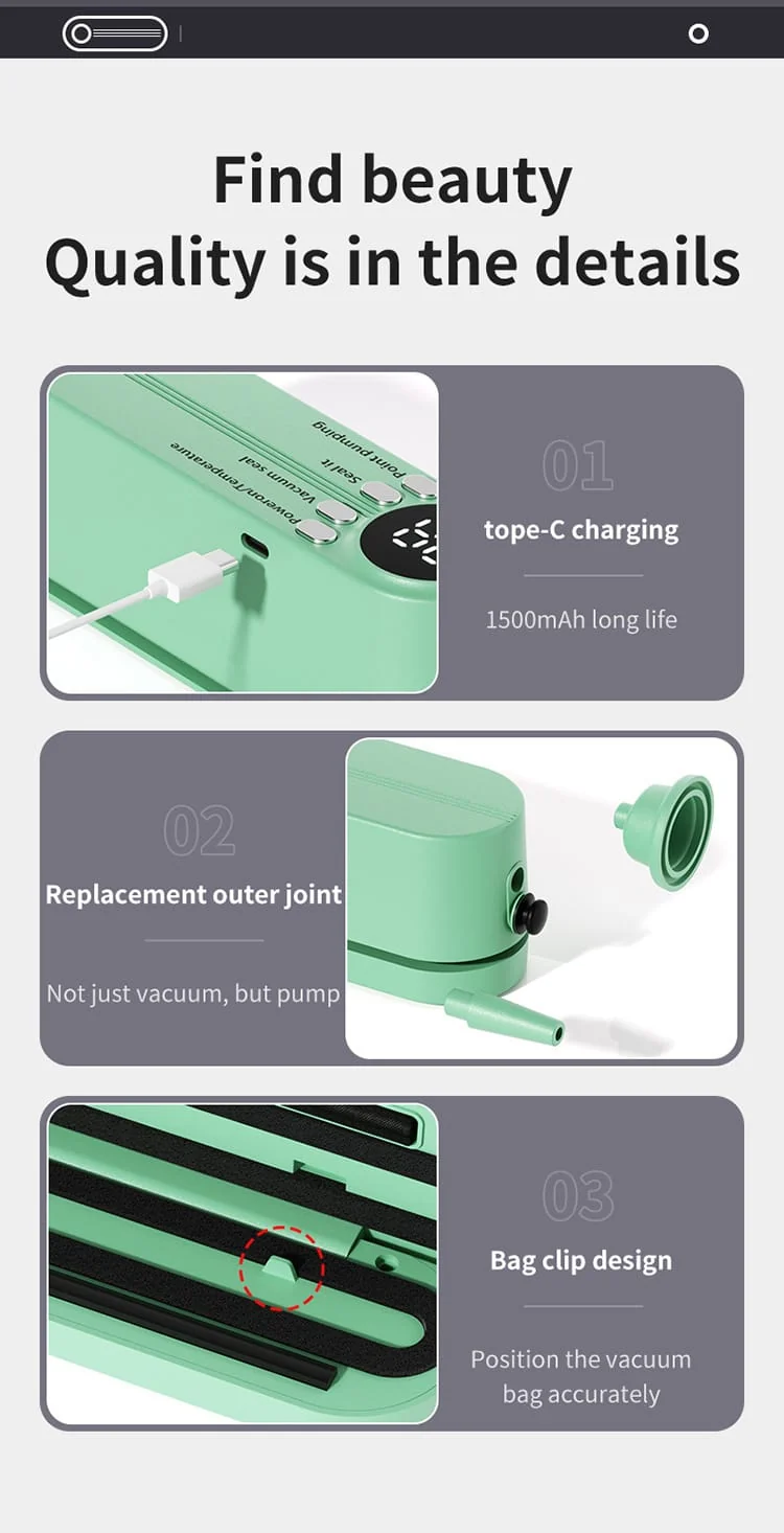 Scelleuse Alimentaire Portable Automatique pour Mise Sous Vide