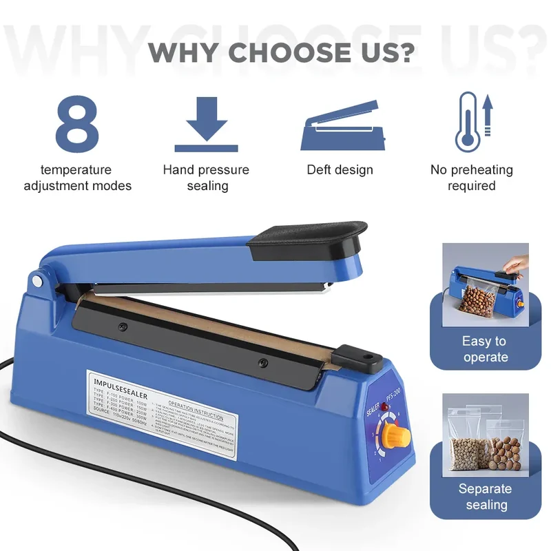 Scelleuse Alimentaire 200mm pour Emballage de Nourriture 220V