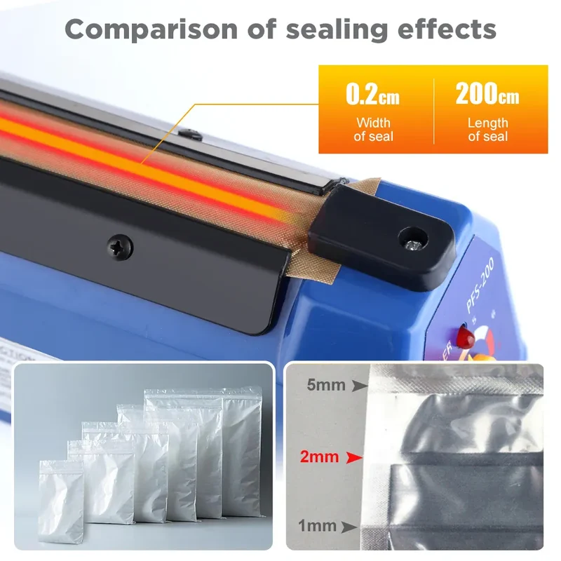 Scelleuse Alimentaire 200mm pour Emballage de Nourriture 220V