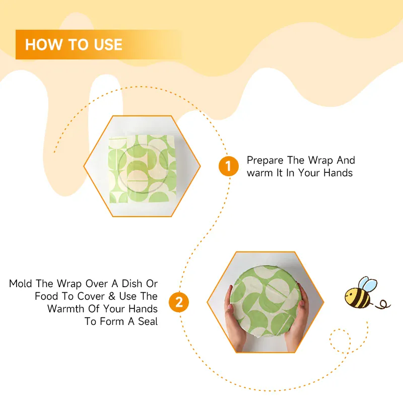 Film Alimentaire Cire d'Abeille Lot de 3 Wraps Réutilisables Écologiques