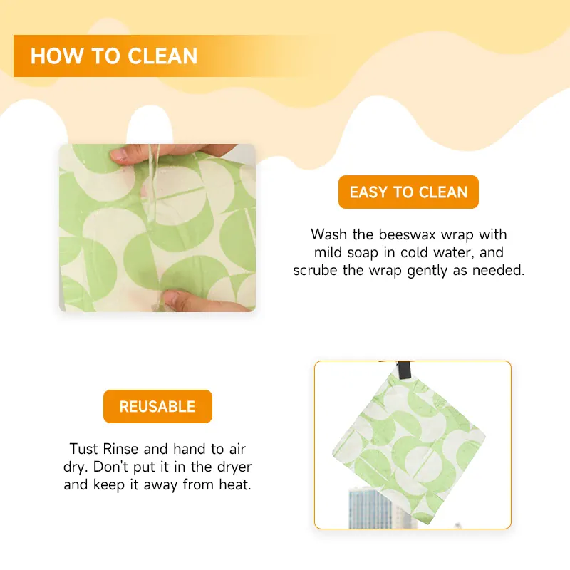 Film Alimentaire Cire d'Abeille Lot de 3 Wraps Réutilisables Écologiques