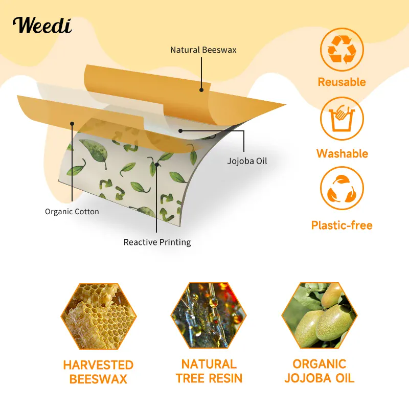 Film Alimentaire Réutilisable Cire d'Abeille en Rouleau Écologique