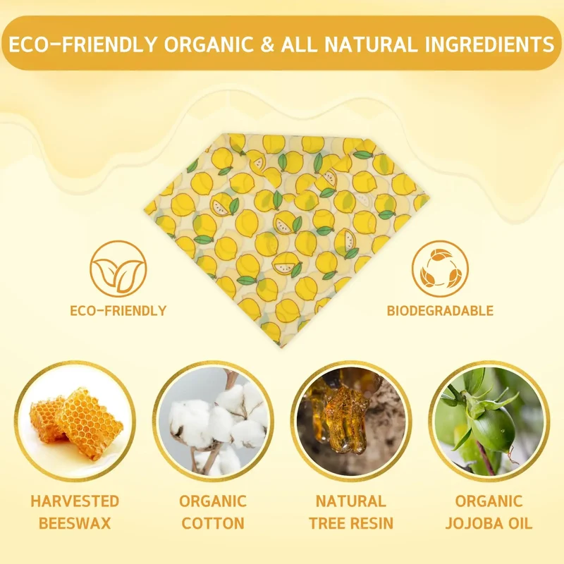Film Alimentaire Réutilisable en Cire d'Abeille - Lot de 6