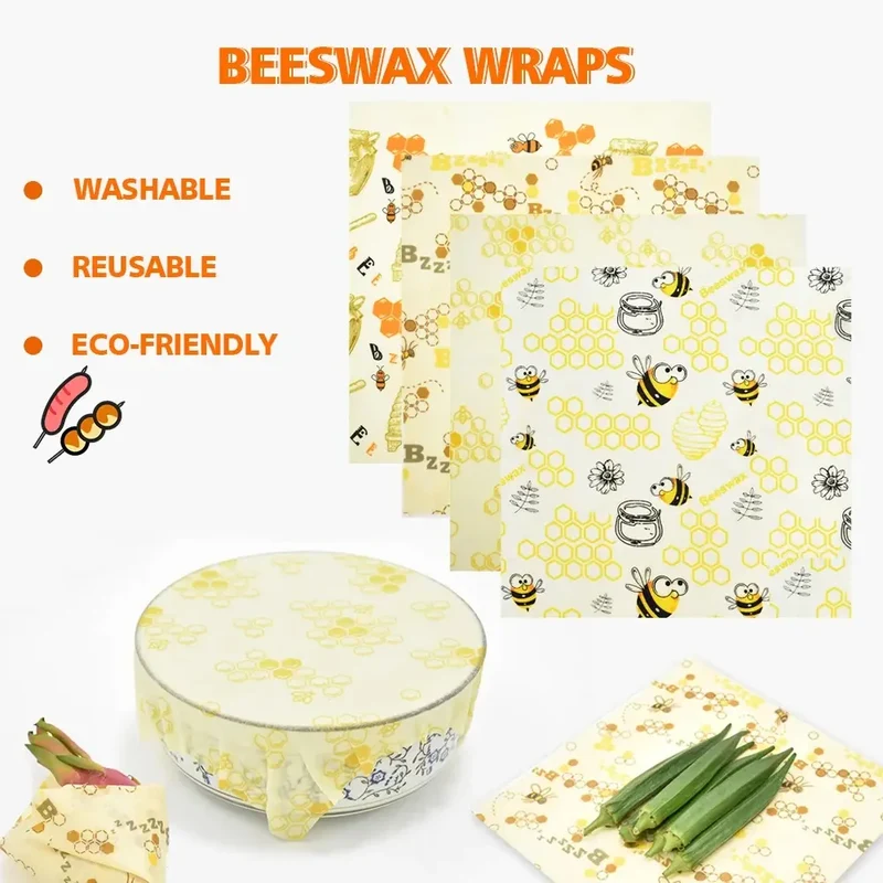 Film Alimentaire Réutilisable en Cire d'Abeille - Lot de 6