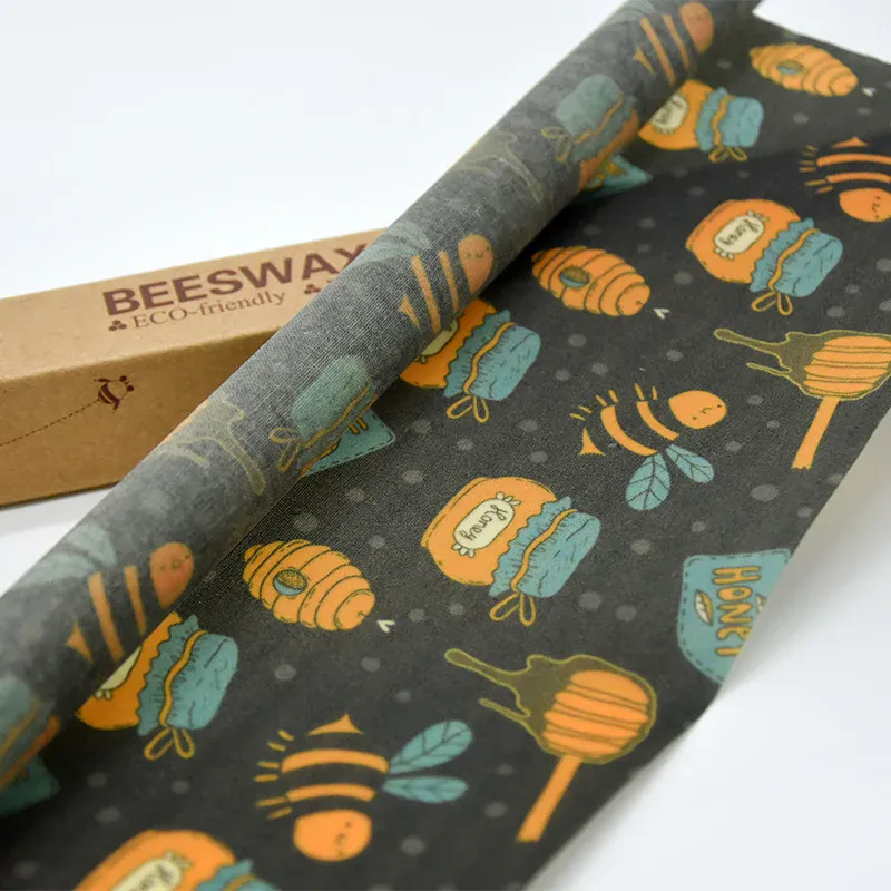 Film Alimentaire Cire d'Abeille Réutilisable Lot de 3 Feuilles Eco-Responsables