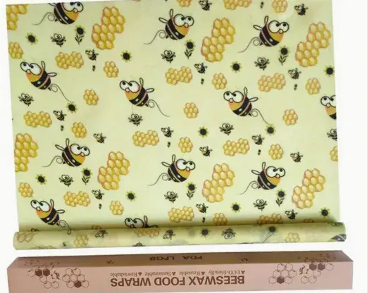 Film Alimentaire Cire d'Abeille Réutilisable Lot de 3 Feuilles Eco-Responsables