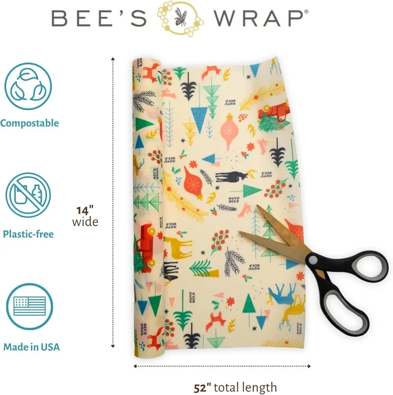 Film Alimentaire Réutilisable en Cire d'Abeille - Rouleau 52"x14"