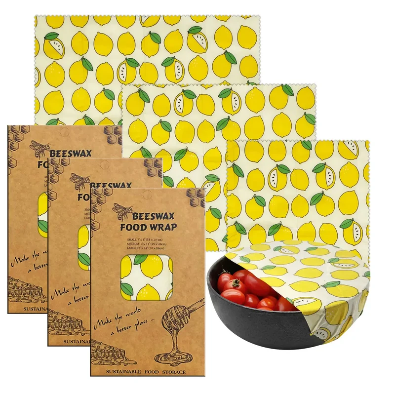 Film Alimentaire Cire d'Abeille Lot de 3 Feuilles Écologiques