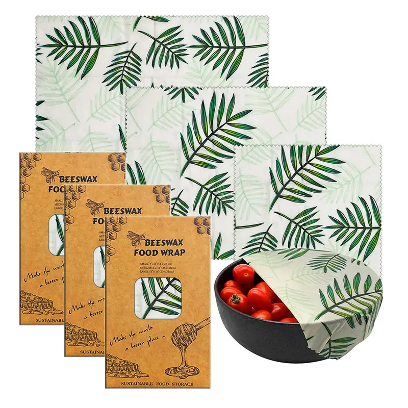 Film Alimentaire Cire d'Abeille Lot de 3 Feuilles Écologiques