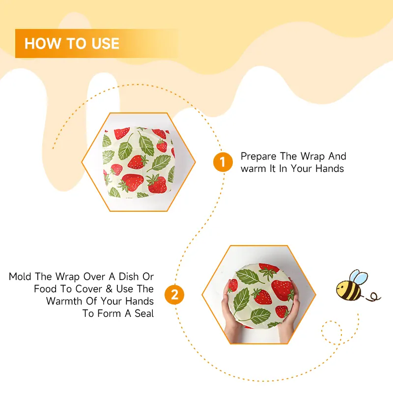 Film Alimentaire Réutilisable Cire d'Abeille Lot de 6 Pièces Colorées