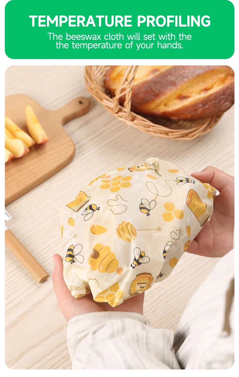 Emballage Alimentaire Réutilisable Cire d'Abeille Lot de 3 Éco-Responsables