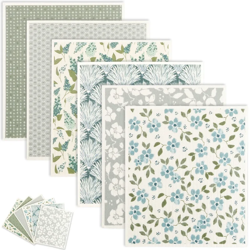 Torchons en Coton Cellulosique Absorbants - Lot de 6 Pièces