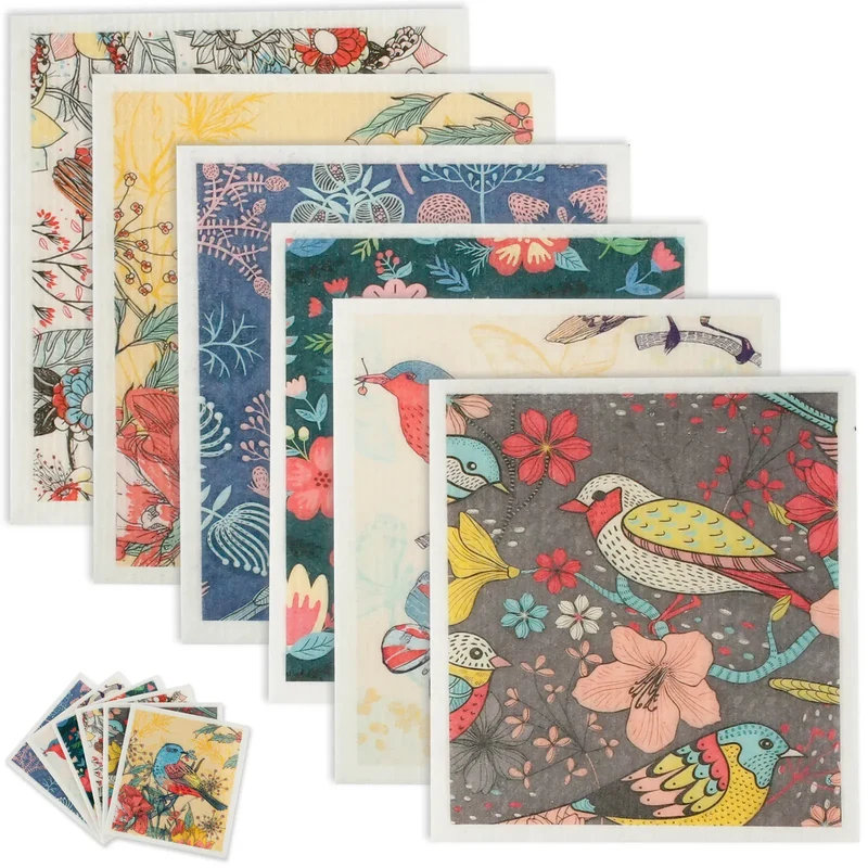 Torchons en Coton Cellulosique Absorbants - Lot de 6 Pièces