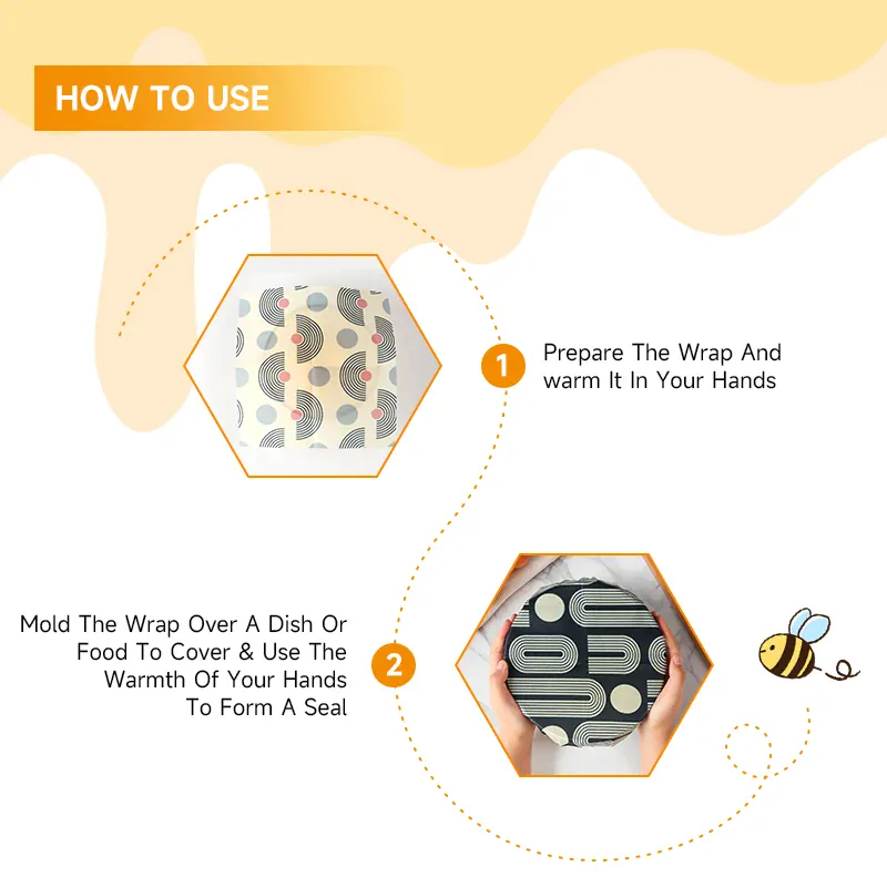 Film Alimentaire Réutilisable Cire d'Abeille Lot de 3 Pièces Bio