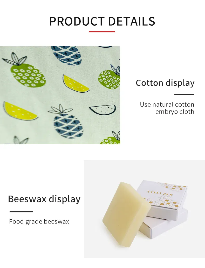 Film Alimentaire Réutilisable Cire d'Abeille 33x100 cm Écologique