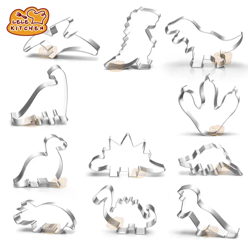 Emporte-pièces dinosaures en acier inoxydable - 10 pièces pour pâtisserie
