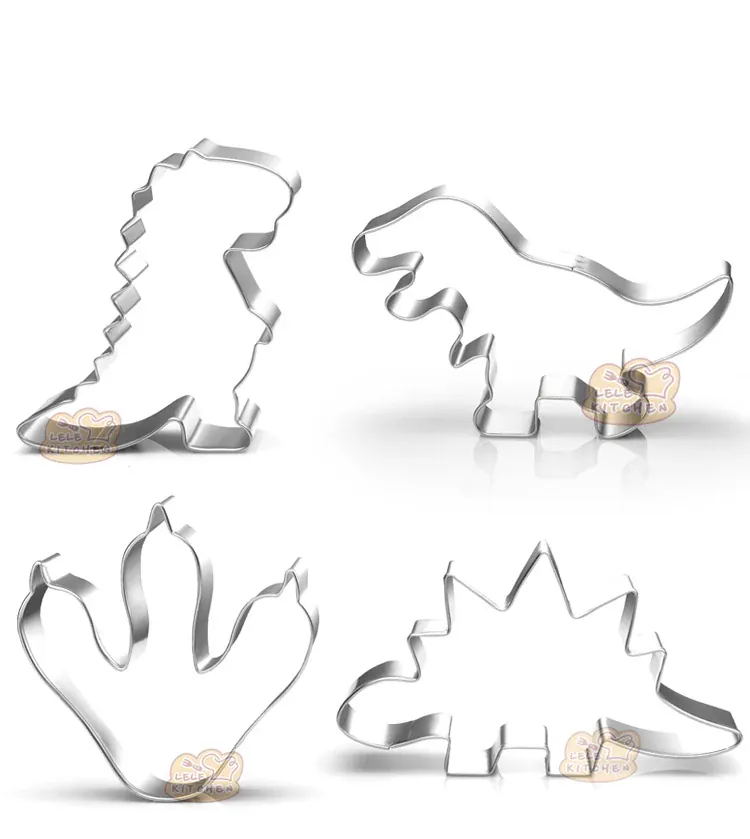 Emporte-pièces dinosaures en acier inoxydable - 10 pièces pour pâtisserie