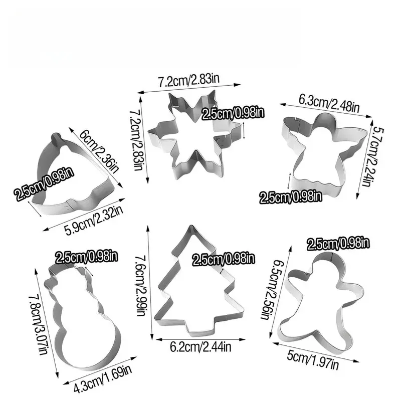 Emporte-pièces de Noël en Acier Inoxydable – Set de 6 Formes Festives