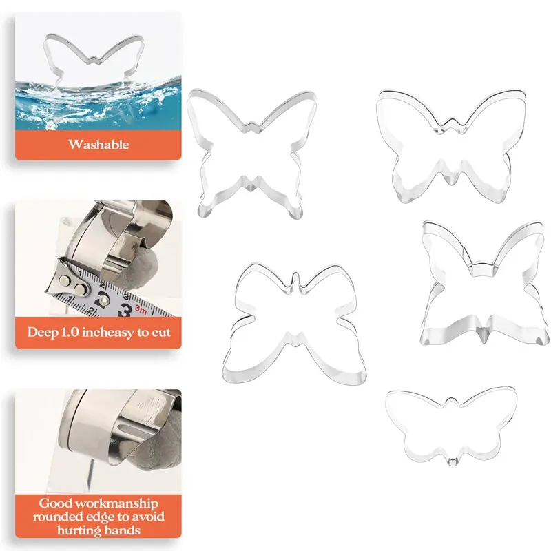 Emporte-pièces à Biscuits en Acier Inoxydable - 5 Pièces Papillon