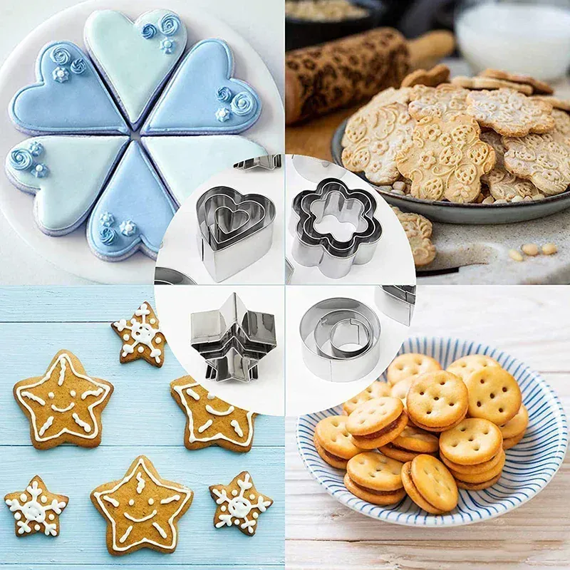 Emporte-pièces en acier inoxydable - Set de 30 formes géométriques pour pâtisserie