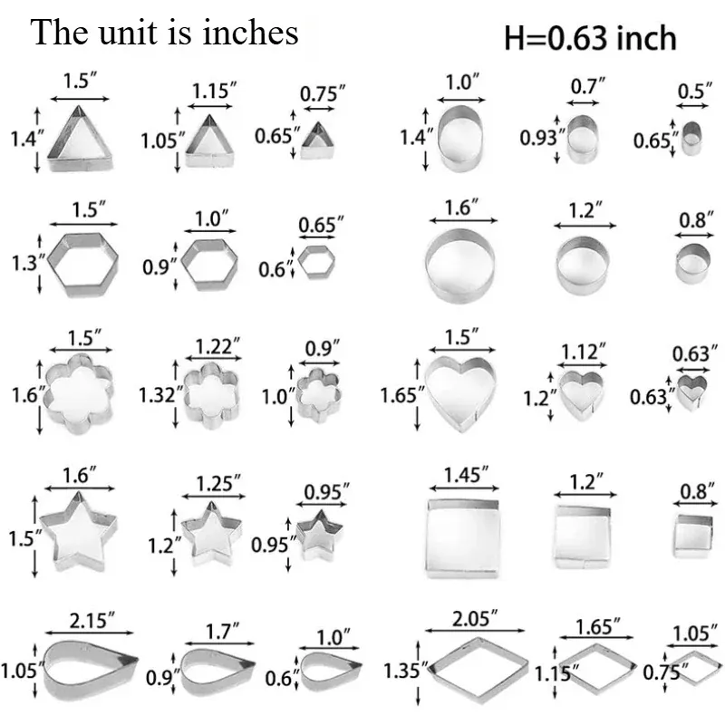 Emporte-pièces en acier inoxydable - Set de 30 formes géométriques pour pâtisserie