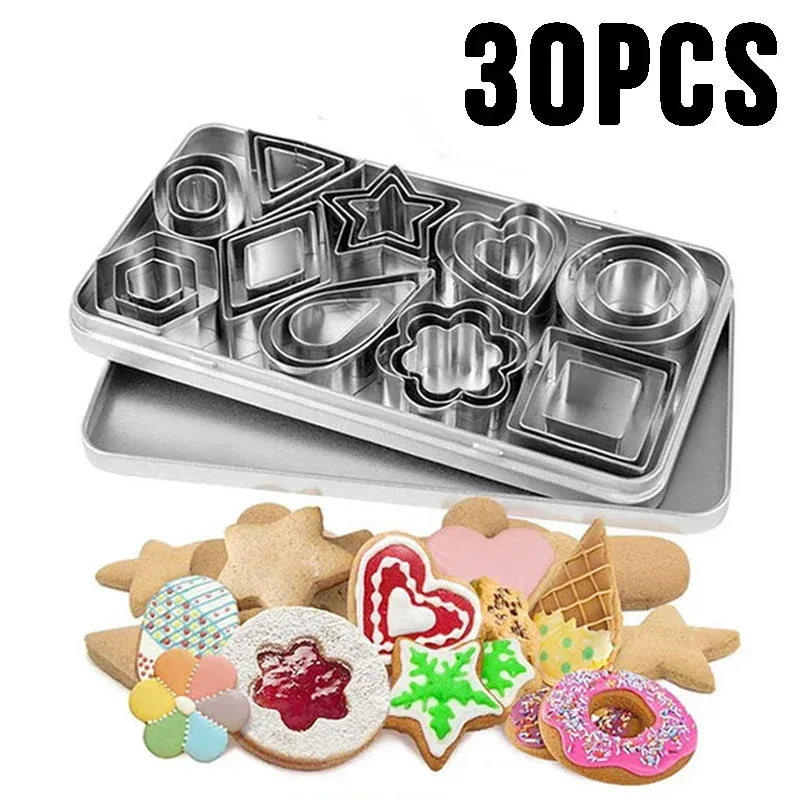 Emporte-pièces en acier inoxydable - Set de 30 formes géométriques pour pâtisserie