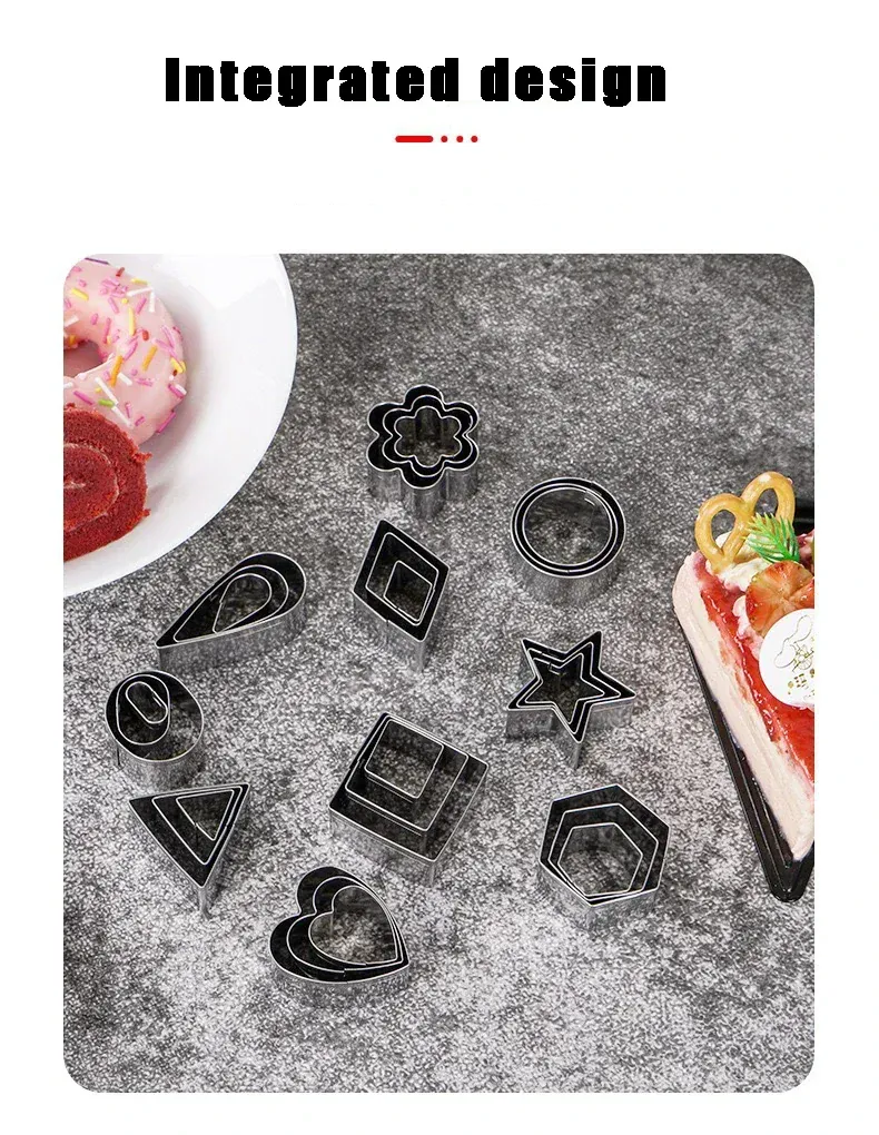 Emporte-pièces en acier inoxydable - Set de 30 formes géométriques pour pâtisserie