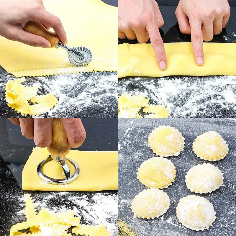 Emporte-pièces à pâtisserie en inox - Set de 6 moules avec poignée en bois