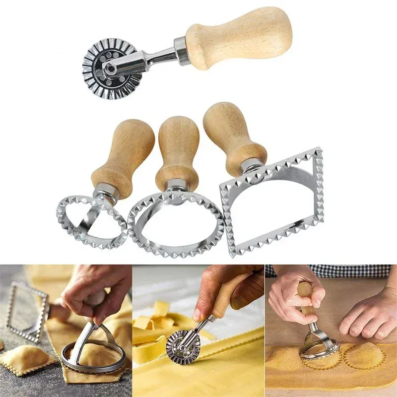 Emporte-pièces à pâtisserie en inox - Set de 6 moules avec poignée en bois