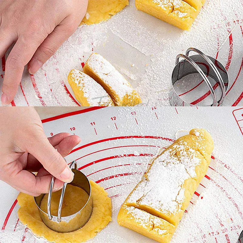 Emporte-pièces à biscuits en acier inoxydable - Set de 5 cercles avec poignée