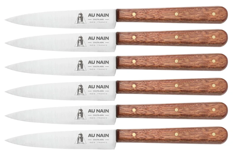 Coffret de 6 couteaux de table Au Nain manche en bois
