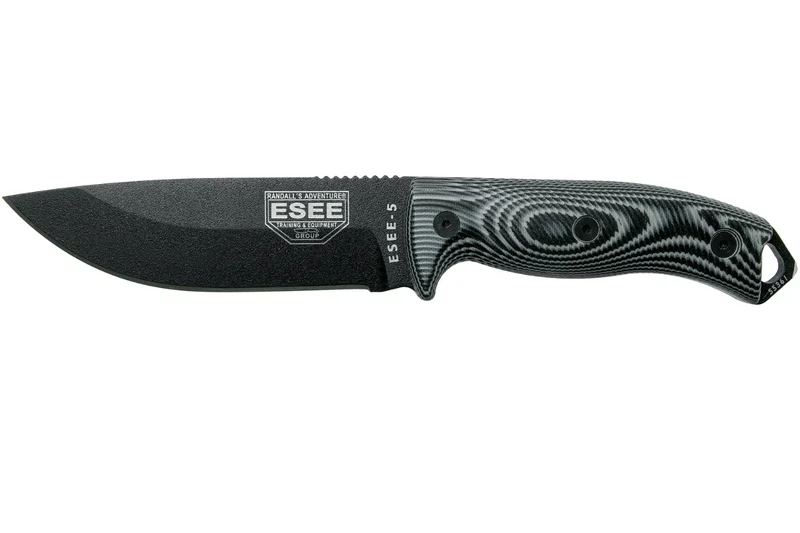 Couteau Esee 5 5PB-002 lame carbone 13,2cm manche G10 gris/noir + étui