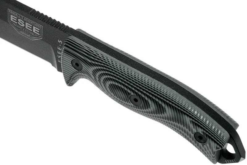 Couteau Esee 5 5PB-002 lame carbone 13,2cm manche G10 gris/noir + étui