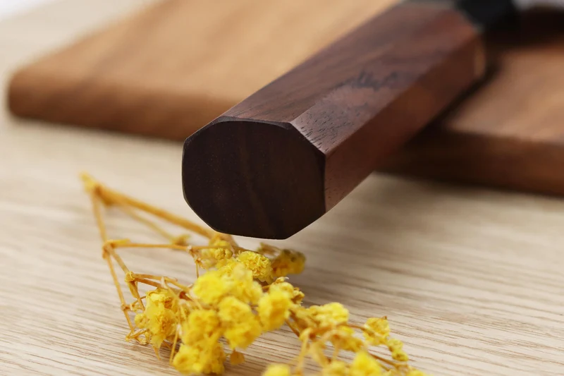 Couteau de chef kiritsuke 24cm japonais artisanal Sukenari SG2 San Maï manche en bois de rose