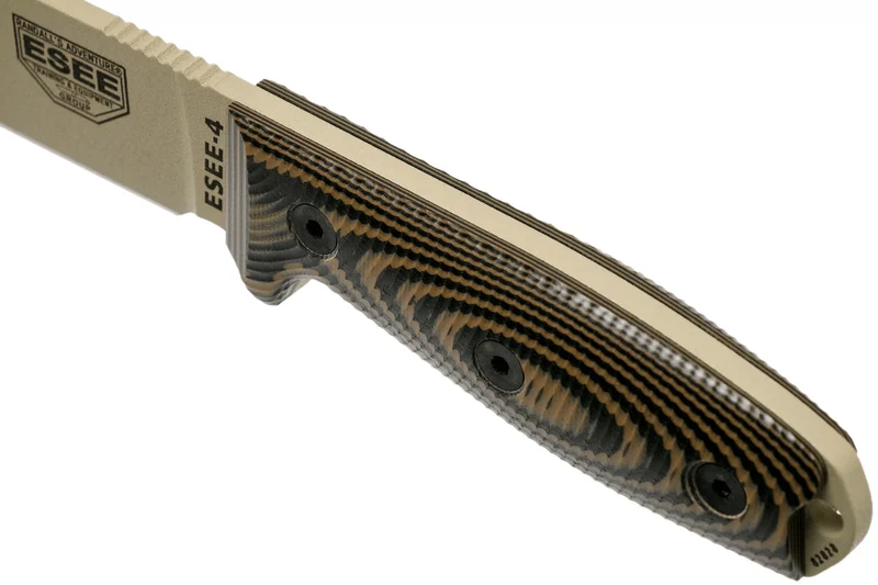 Couteau Esee 4 4PDT-005 lame carbone 11,6cm manche G10 coyote/noir + étui