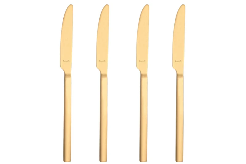 Ménagère 16 couverts de table Amefa Square en acier inoxydable 18/0 - Finition dorée